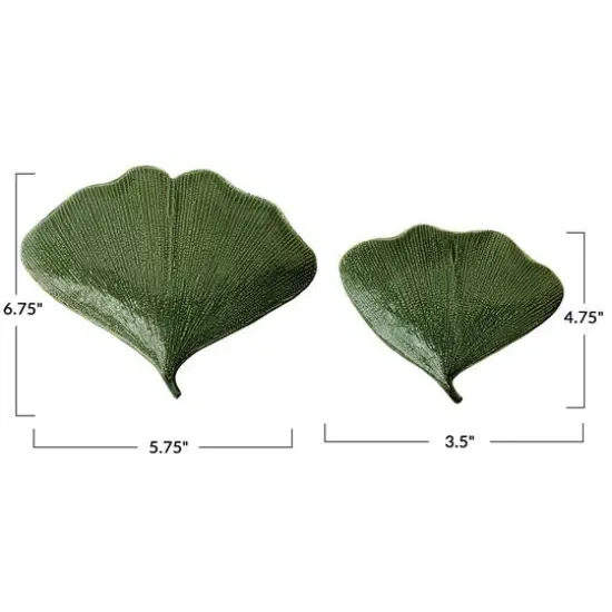 Hello Honey&reg; Green Boho Stoneware Gingko Leaf Shaped Plates, 2ct. {1}