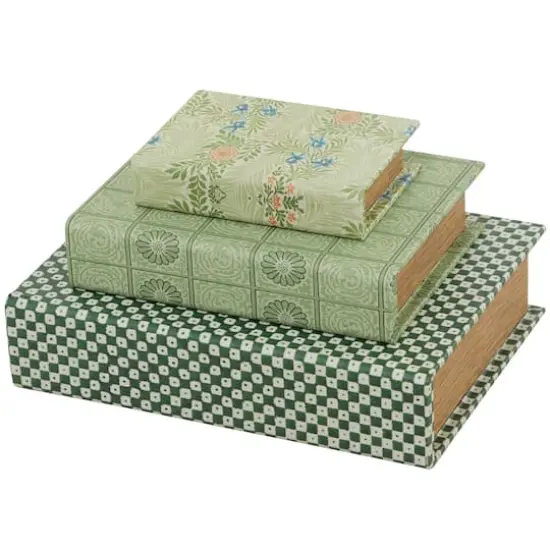 Green Faux Leather Faux Book Box Set {4}