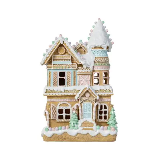 Glitzhome&reg; 11.75" Christmas Macaron Resin Village Table Decor {7}