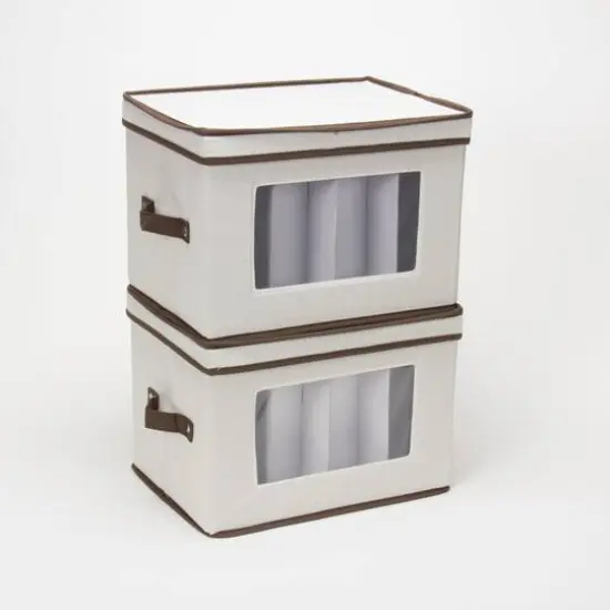Household Essentials Champagne Glassware Storage Box White {7}