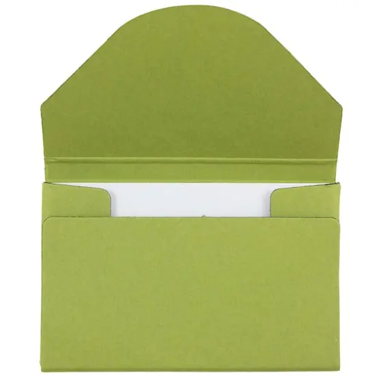 JAM Paper Kraft Ecoboard Business Card Case with Round Flap Lime Green {4}