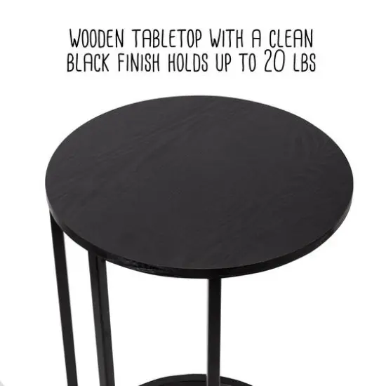 Honey Can Do Black Round C End Table {11}