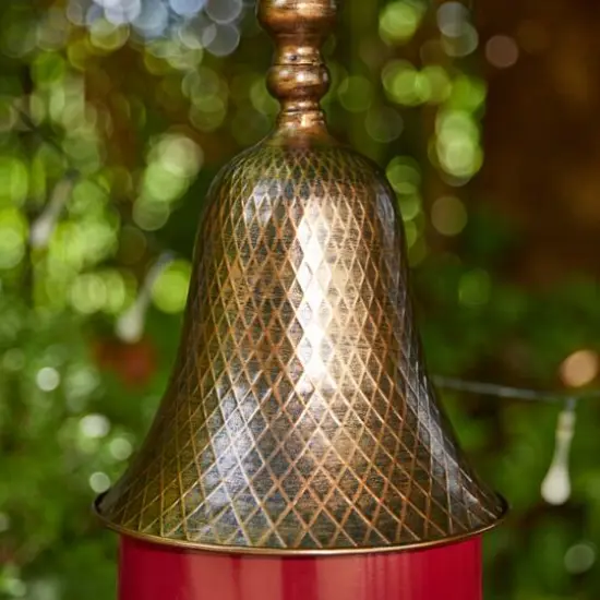 Glitzhome&reg; 24" Retro Red Metal Bell Roof Birdhouse {7}