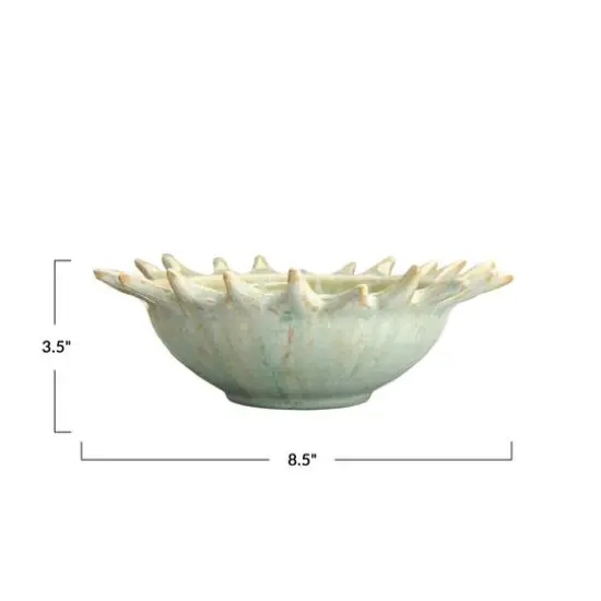 Hello Honey&reg; 8.5" Assorted Celadon Stoneware Sunburst Shaped Serving Bowl with Opal Reactive Glaze {7}
