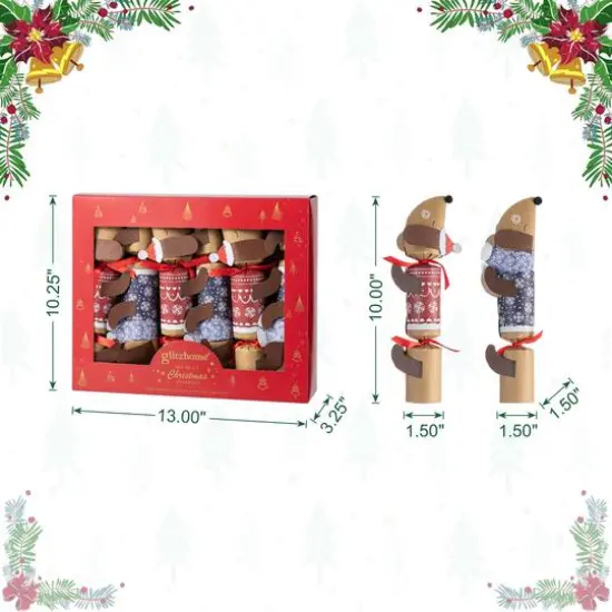 Glitzhome&reg; 12PK 1.5"D x 10"H Dogs Christmas Party Crackers with Gift Contents {9}