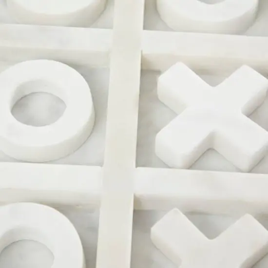 Marble Tic Tac Toe Game Set White {4}