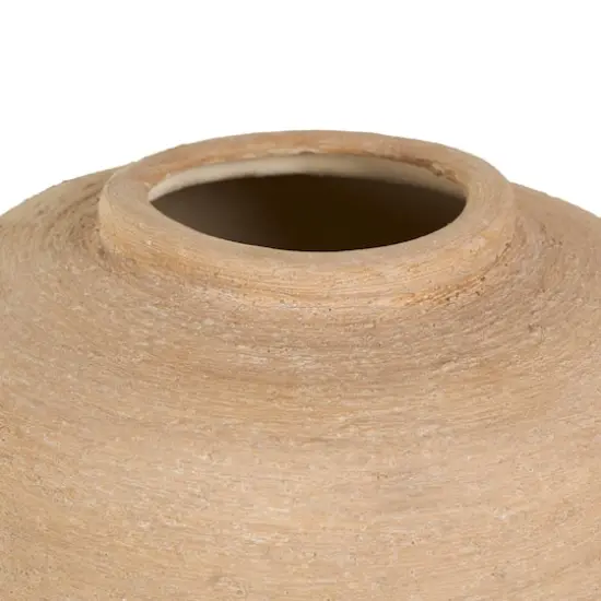 16" Beige Ceramic Wide Textured Vase {4}