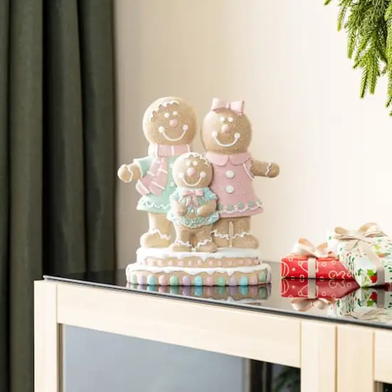 Glitzhome&reg; 10.25" Resin Christmas Gingerbread Man Family Table Decor {4}