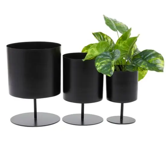 Black Modern Planter, Set of 3" 14", 12", 10" {6}
