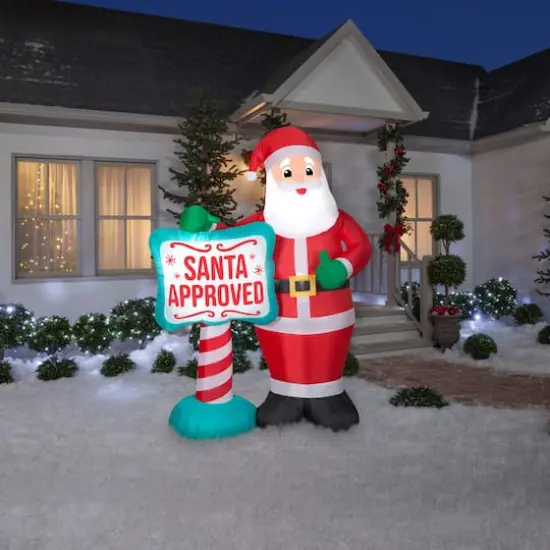 7ft. Airblown&reg; Inflatable Christmas Santa with SANTA APPROVED Sign {3}