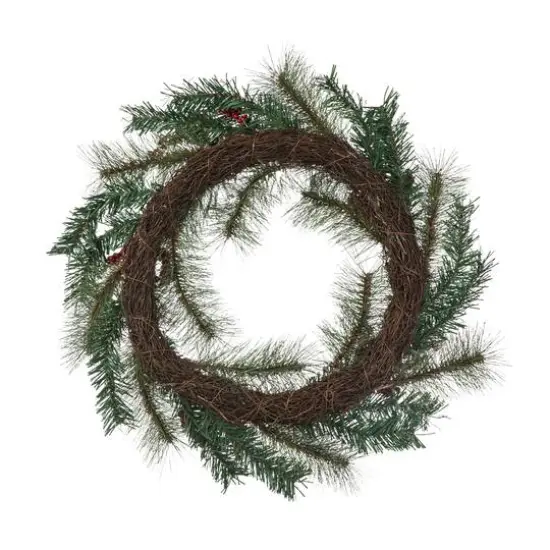 Glitzhome&reg; 24" Christmas Sugared Pine Needle & Berry Wreath {8}