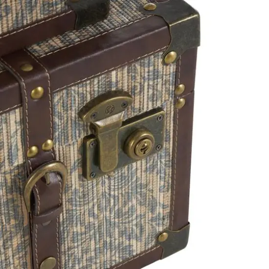 Vintage Blue & Dark Brown Floral Trunk Set {5}