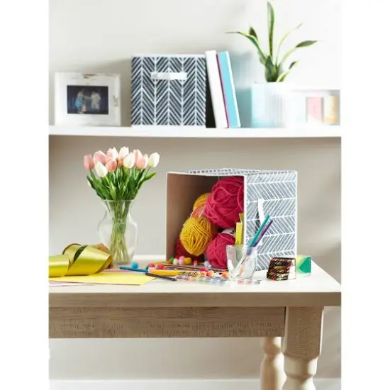 DII&reg; 11" Black Herringbone Storage Cube, 2ct. {6}