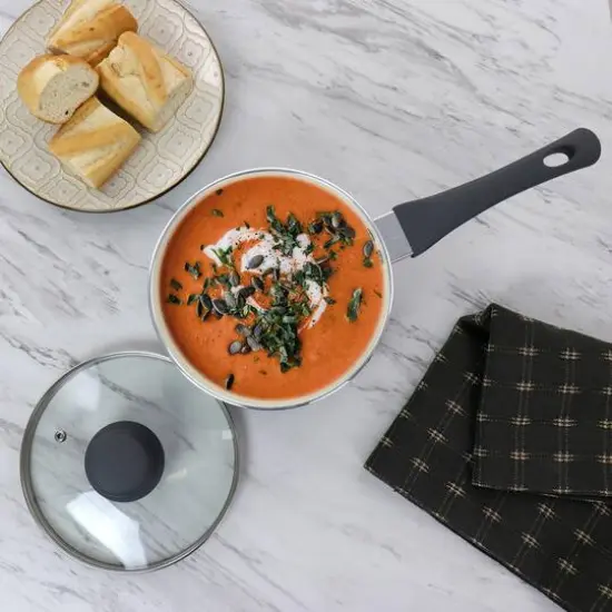 Oster Ridge Valley 2.5qt. Gray Nonstick Aluminum Saucepan with Lid {9}