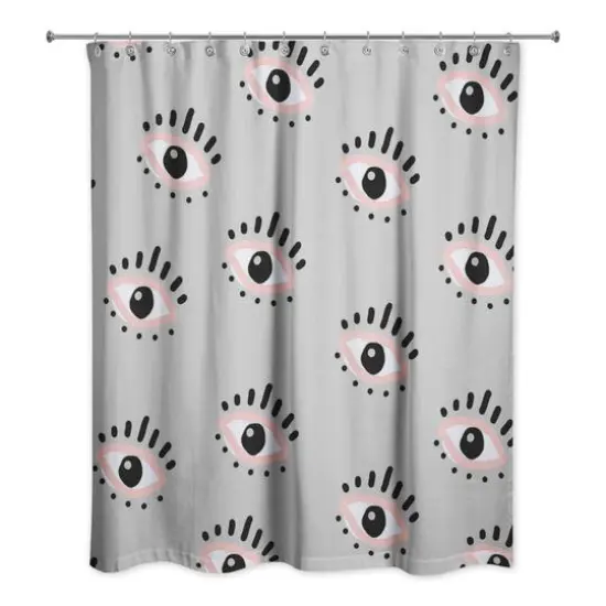 Eyeball Pattern Shower Curtain Gray {1}