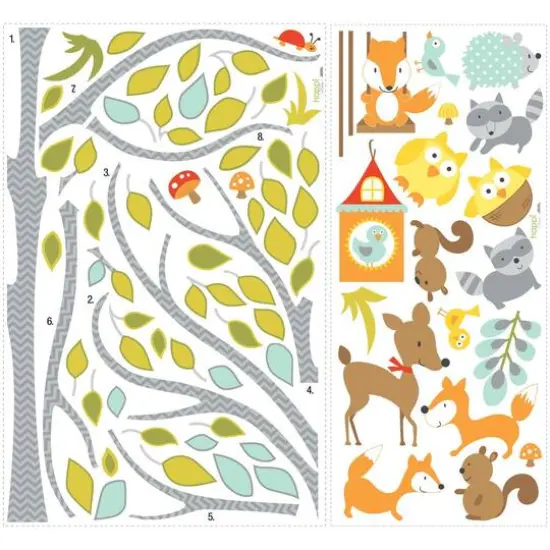 RoomMates Woodland Fox & Friends Tree Peel & Stick Wall Decals {3}