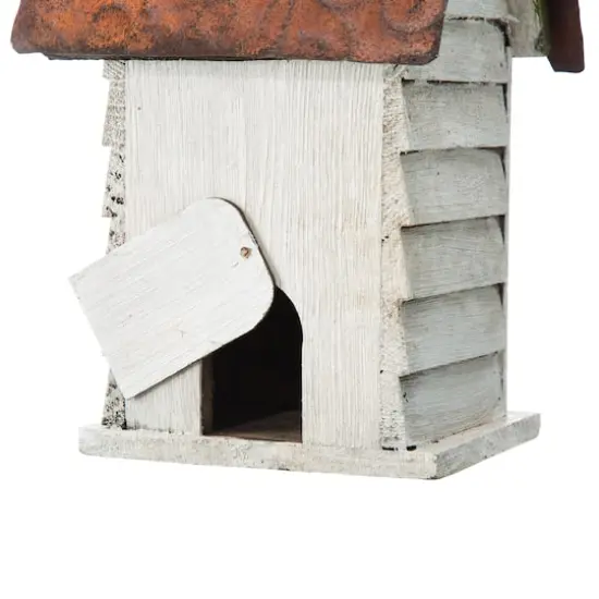 Glitzhome&reg; 12" Washed White Distressed Cottage Birdhouse {6}