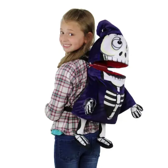 24" Purple & Black Skeleton Child Halloween Trick or Treat Bag {4}