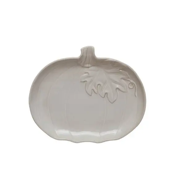 10.75" White Pumpkin Ceramic Serving Plate by Ashland&reg; {1}