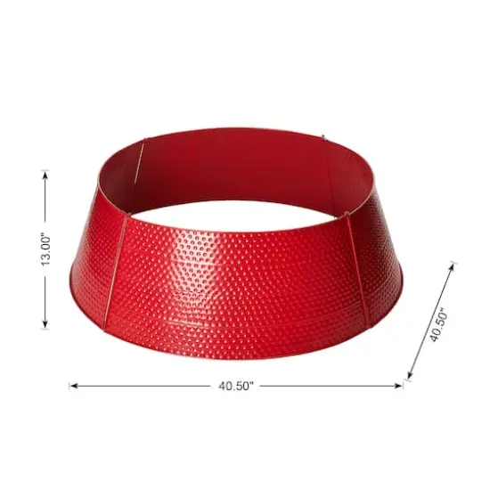 Glitzhome&reg; Red 40.5" Hammered Metal Tree Collar {9}