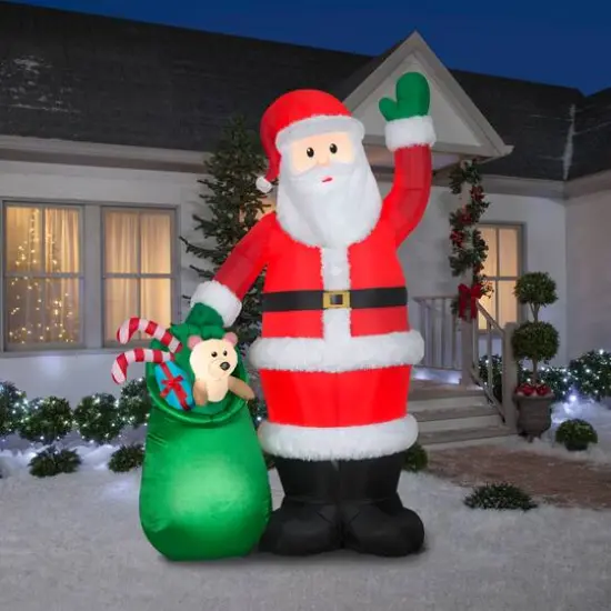 9ft. Airblown&reg; Inflatable Christmas Luxe Santa with Toy Bag {3}