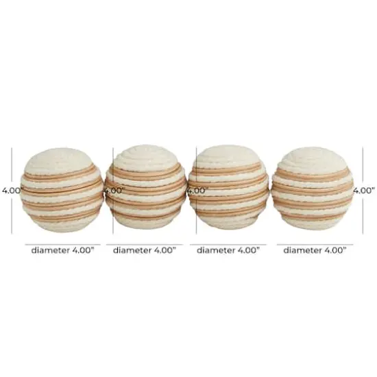White Striped Handmade Jute Orbs & Vase Filler Set {6}