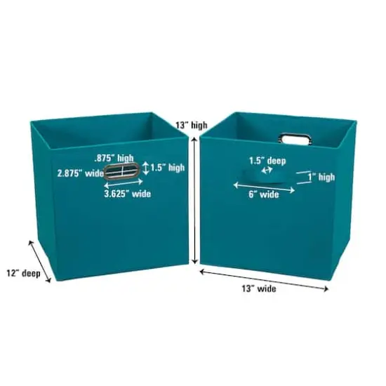 2 Pack Household Essentials 13" Fabric Storage Bins Aqua {5}