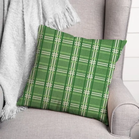 St. Patrick's Day Plaid Throw Pillow {3}