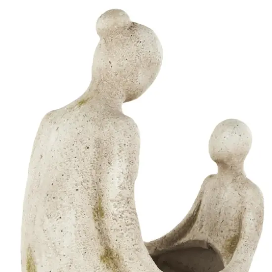 17.5" Cream Mother & Child Sitting Planter {5}