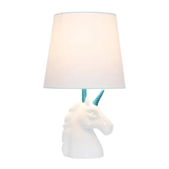Simple Designs 15.5" Unicorn Table Lamp White/Blue Glitter {3}
