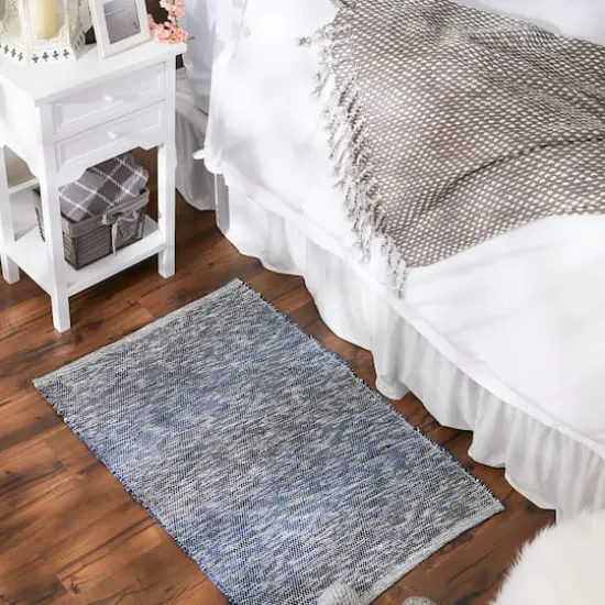 DII&reg; Variegated Stripe Handwoven Recycled Yarn Rug, 2ft. x 3ft. Nautical Blue {5}