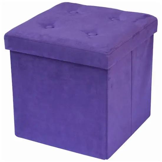Sorbus 15" Faux Suede Storage Ottoman Cube Purple {1}