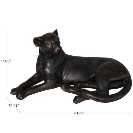 13" Black Laying Leopard Sculpture {10}