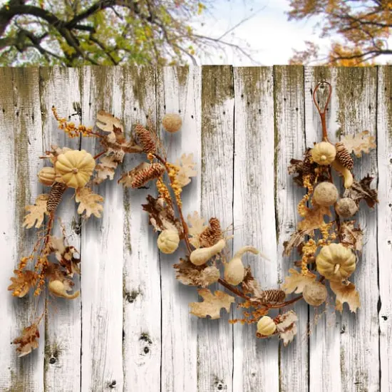 6ft. White Pumpkin and Pinecone Garland {3}