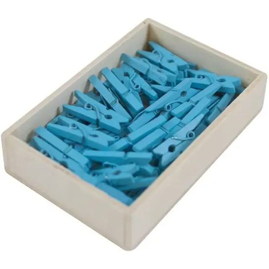 JAM Paper 7/8" Wood Clothespins, 100ct. Blue {4}