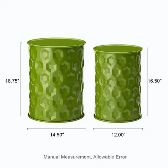 Glitzhome&reg; Multifunctional Embossed Honeycomb Texture Metal Garden Stool Set Green {9}