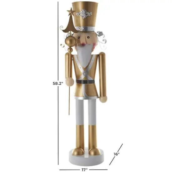 58" Gold & Silver Standing Nutcracker Sculpture {8}