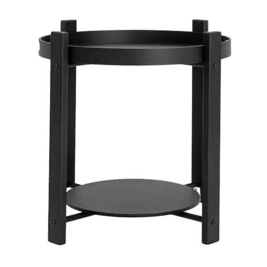 Hello Honey&reg; Black Chic Fir Wood & Metal Tray Table {6}