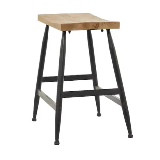 Black Metal Industrial Counter Stool 19" x 18" x 13" {3}
