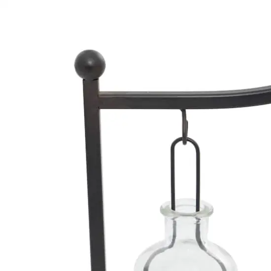 24" Black Iron Farmhouse Candle Holder Lantern {5}