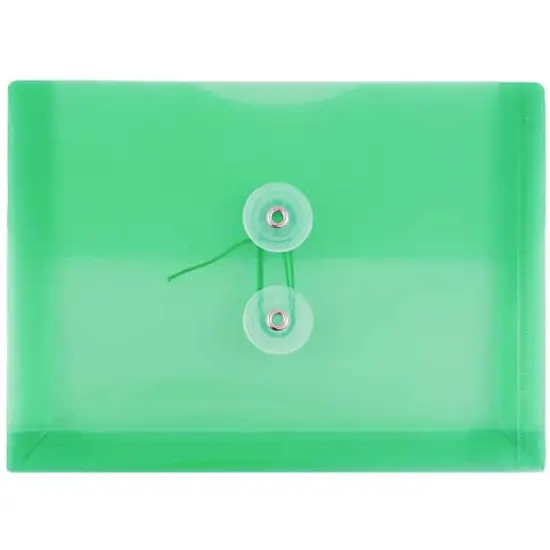 JAM Paper 5.5" x 7.5" Button & String Tie Closure Plastic Envelopes, 12ct. Green {1}
