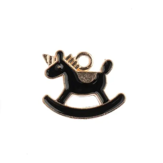 John Bead Sweet & Petite Rocking Horse Charms, 10ct. Black {1}
