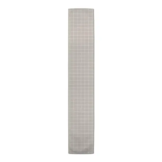 90" Gray & White Check Cotton Twill Runner {4}