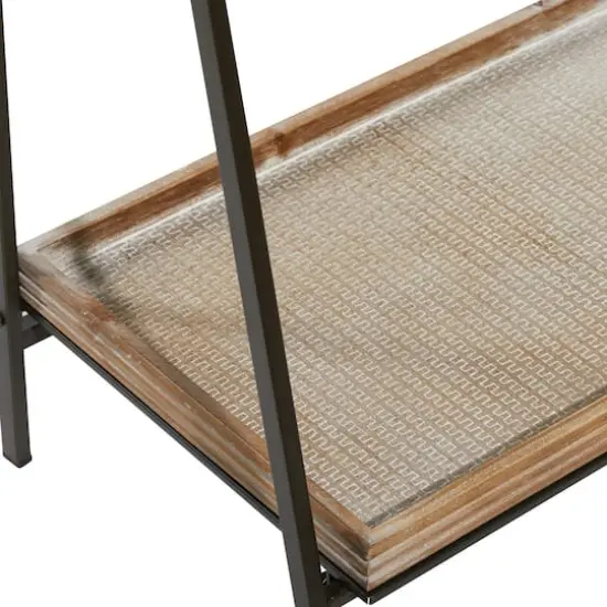 Brown Wood Industrial Wall Shelving Unit, 47 " x 21 " x 12 " {5}