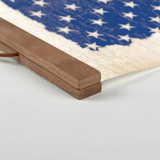 Rustic American Flag Teak Hanging Canvas {3}