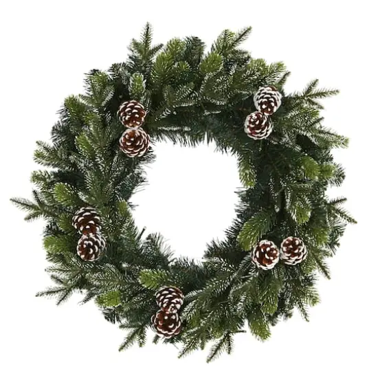 24" Pre-Lit Snowed Pinecone Artificial Christmas Wreath {5}