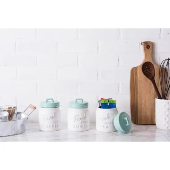 DII&reg; 5.6" Aqua Ceramic Jar Canister Set, 3ct. {4}