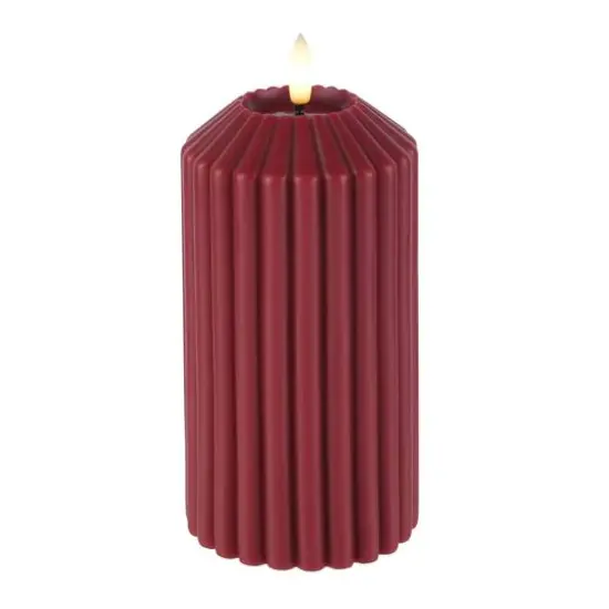 6" Ribbed Wax LED Pillar Candle by Ashland&reg; Maroon {3}