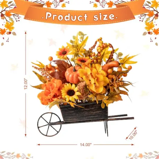 Glitzhome&reg; 14" Fall Floral Cart Centerpiece {9}