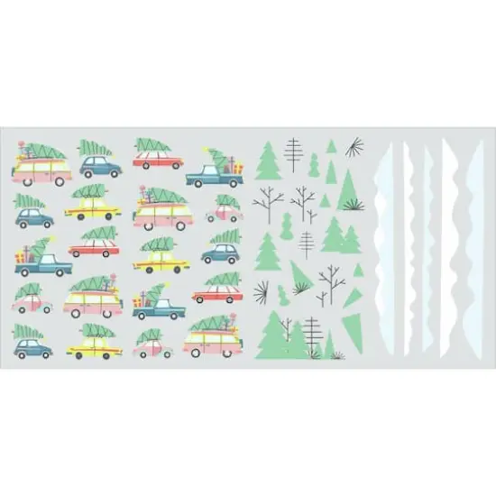 RoomMates Retro Christmas Cars Peel & Stick Wall Decals {1}